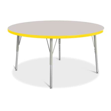 Jonti-Craft Berries Round Activity Table, 48 in. Diameter, E-height, Freckled Gray/Yellow/Gray 6433JCE007